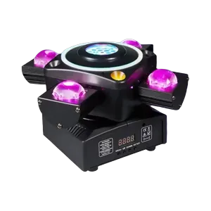 SOH Four-armed moving LED head 5in1 King Kong, 4x 10W RGBW, LED ring, LED strobe, RG laser, DMX