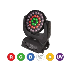 Flash LED MOVING HEAD 36x15W RGBWAUV 6in1 ZOOM 3 Section